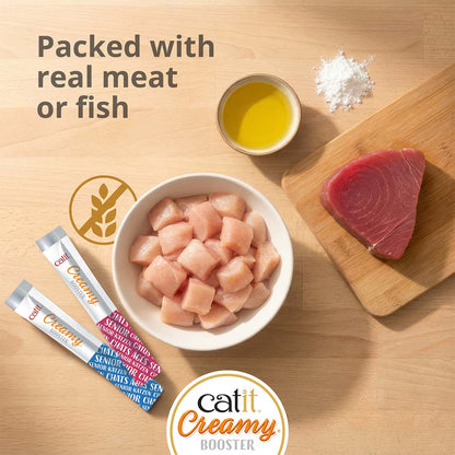 Snack Líquido para Gatos Senior Creamy Booster Pollo Catit 4 x 10 g