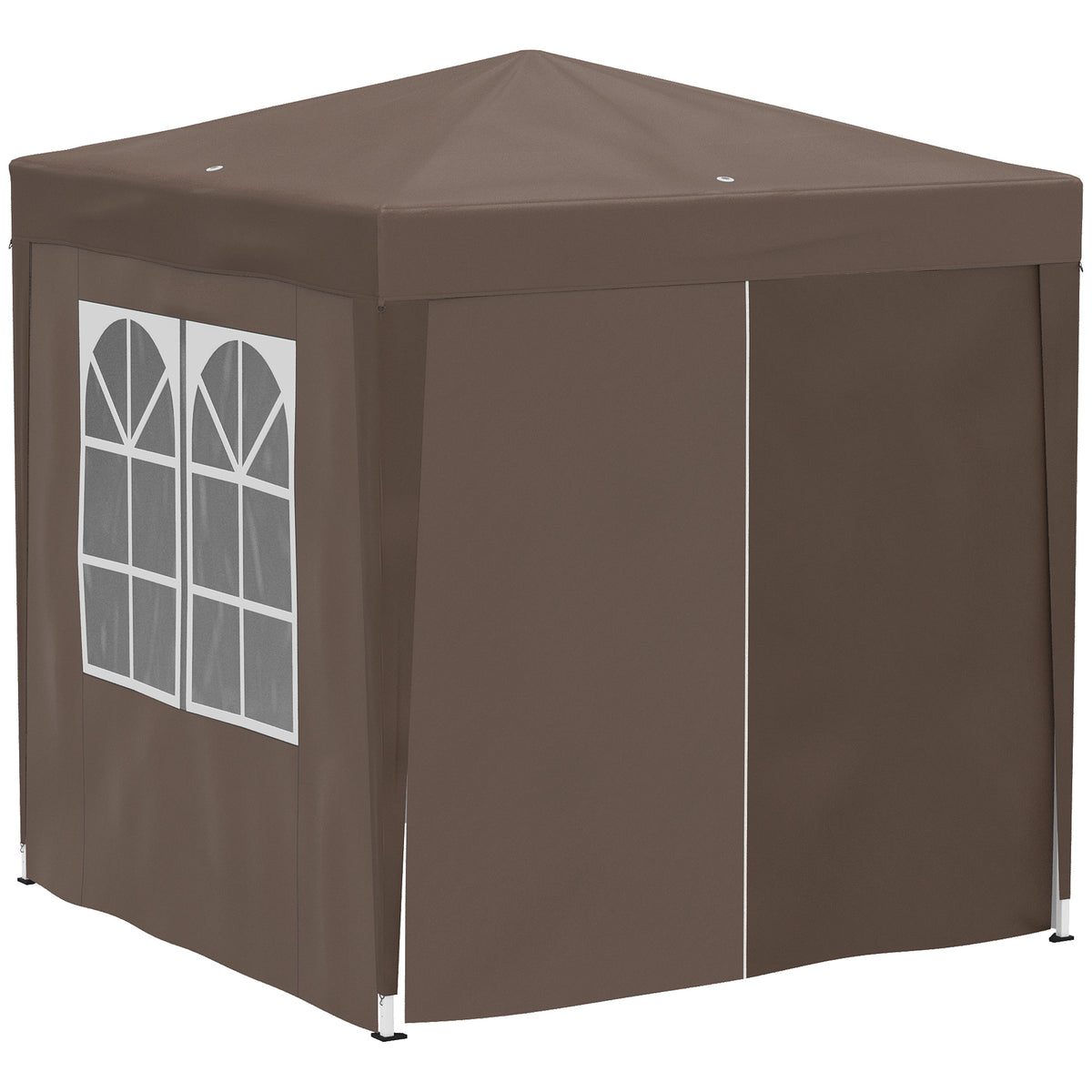 Outsunny Carpa Plegable 2x2m Exterior Con 4 Paredes Y Bolsa De Transporte Marrón_3