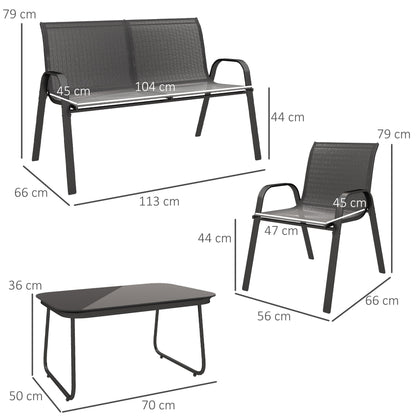 Outsunny Conjunto De Jardín Exterior De 4 Piezas Negro_2