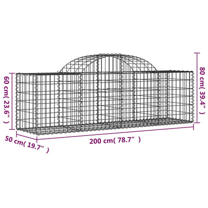 Cestas De Gaviones 12 Uds Forma De Arco Hierro 200x50x60/80 Cm_5
