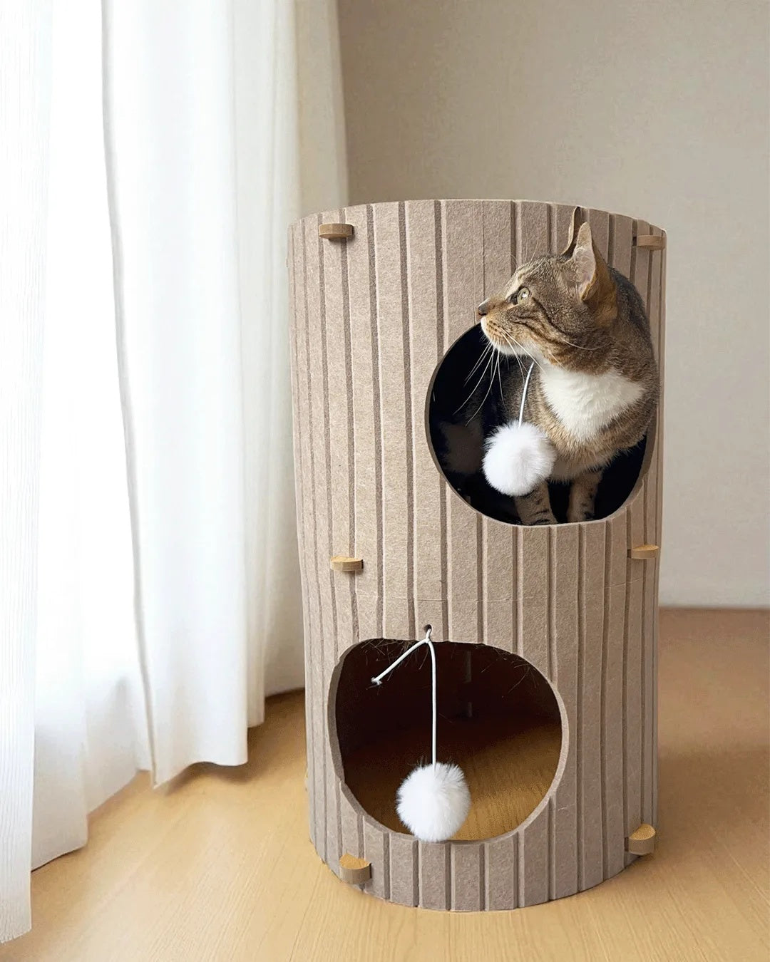 Casa De Fieltro Para Gatos Mediterráneo Refugio Cálido Y Portátil De Fieltro Althea Living 60x40x40cm_1