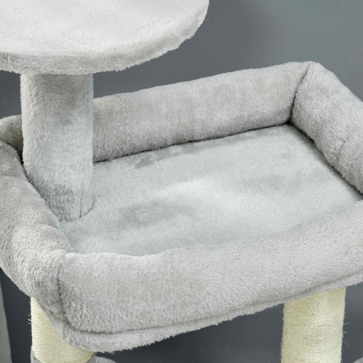 Pawhut Rascador Para Gatos Con Postes Cueva Plataformas Y Bolas Gris Claro_3