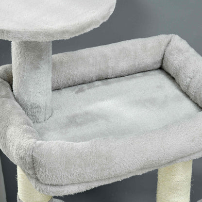 Pawhut Rascador Para Gatos Con Postes Cueva Plataformas Y Bolas Gris Claro_3