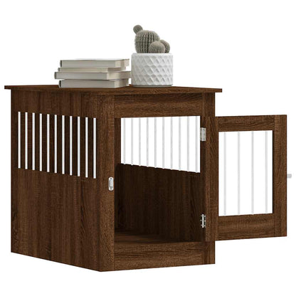 Jaula Para Perros Madera De Ingeniería Roble Marrón 55x80x68 Cm_4