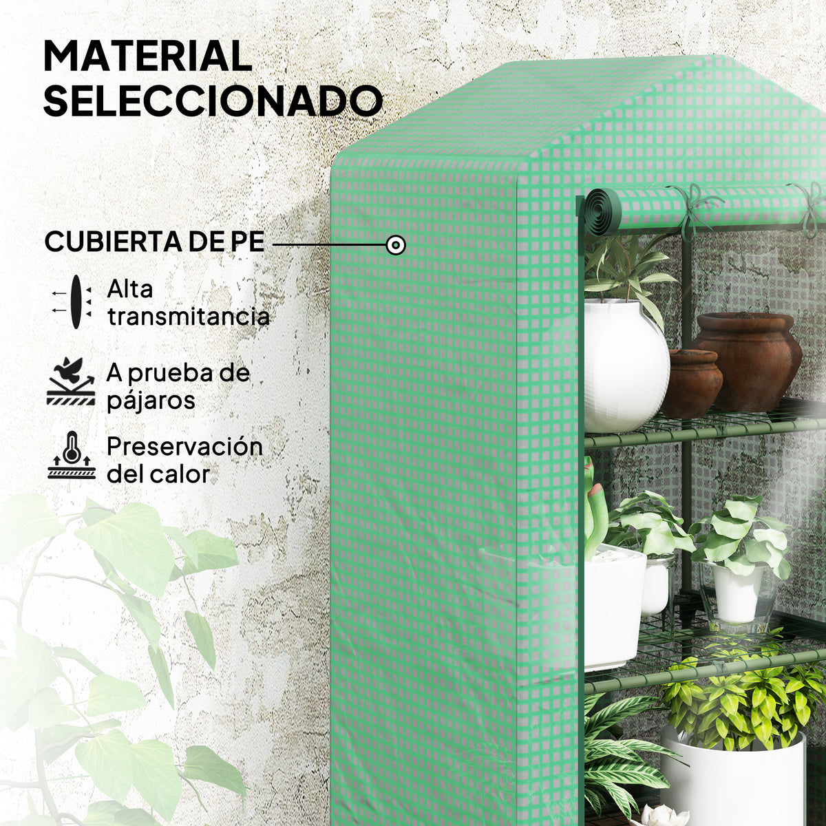Invernadero De Jardín Outsunny Metal, Pe Verde 69x49x125 Cm_3