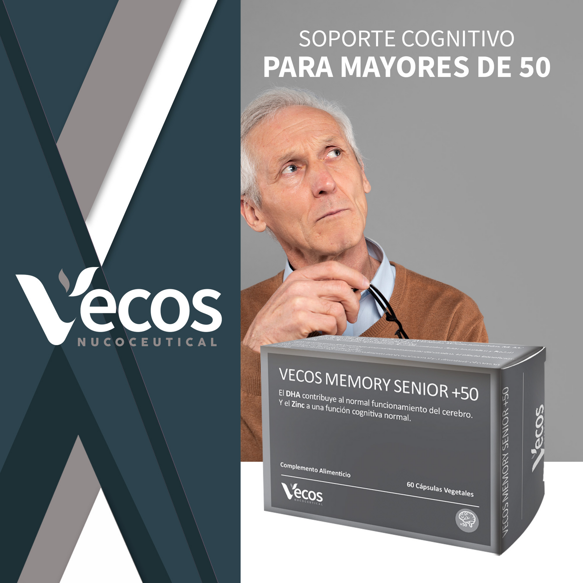 Memory Senior +50 Vecos 60 Cápsulas | Memoria Y Función Cognitiva | Dha, Fosfatidilserina Y Ginkgo_1