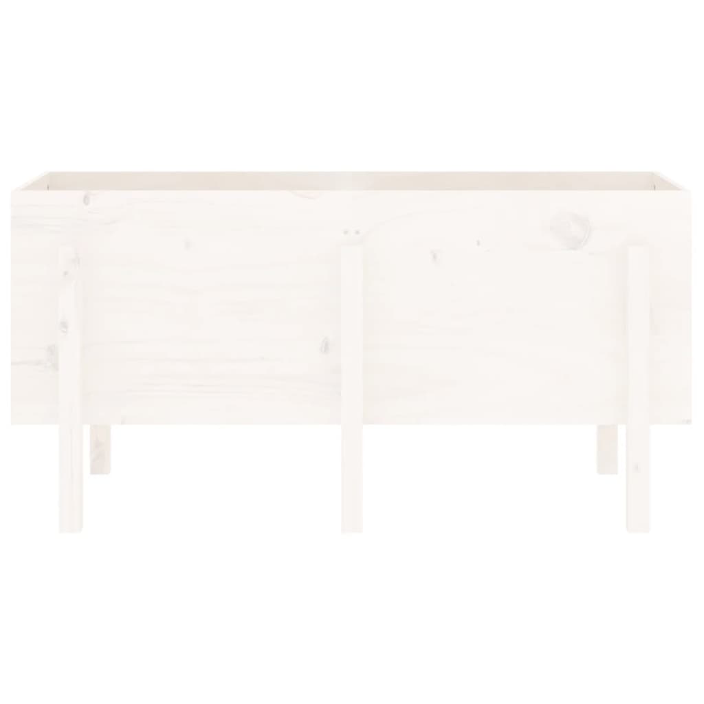 Arriate Elevado De Jardín Madera Maciza Pino Blanco 121x50x57cm_4