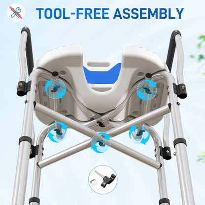 Homcom Silla Ducha Personas Mayores Con Asiento Ranurado Carga 136 Kg Azul_4