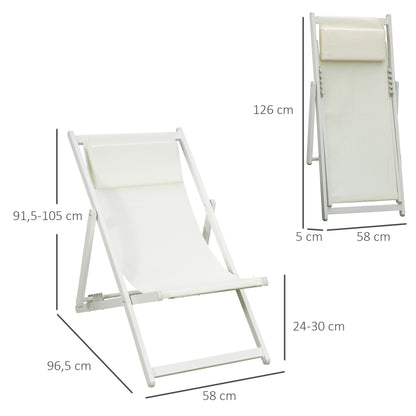 Outsunny Conjunto De 2 Tumbonas Plegables De Aluminio 60x100x85 Cm Blanco_2