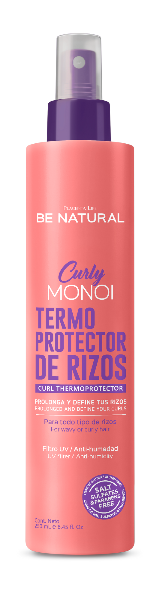 Placenta Life Be Natural Curly Monoi Termoprotector De Rizos Frasco 250ml_0