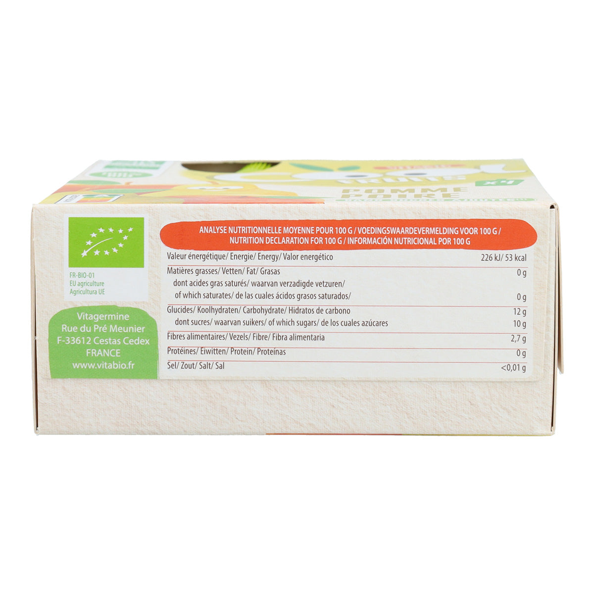 Pack 4x Pouch Manzana y Pera Cool Fruits Vitabio 90 g