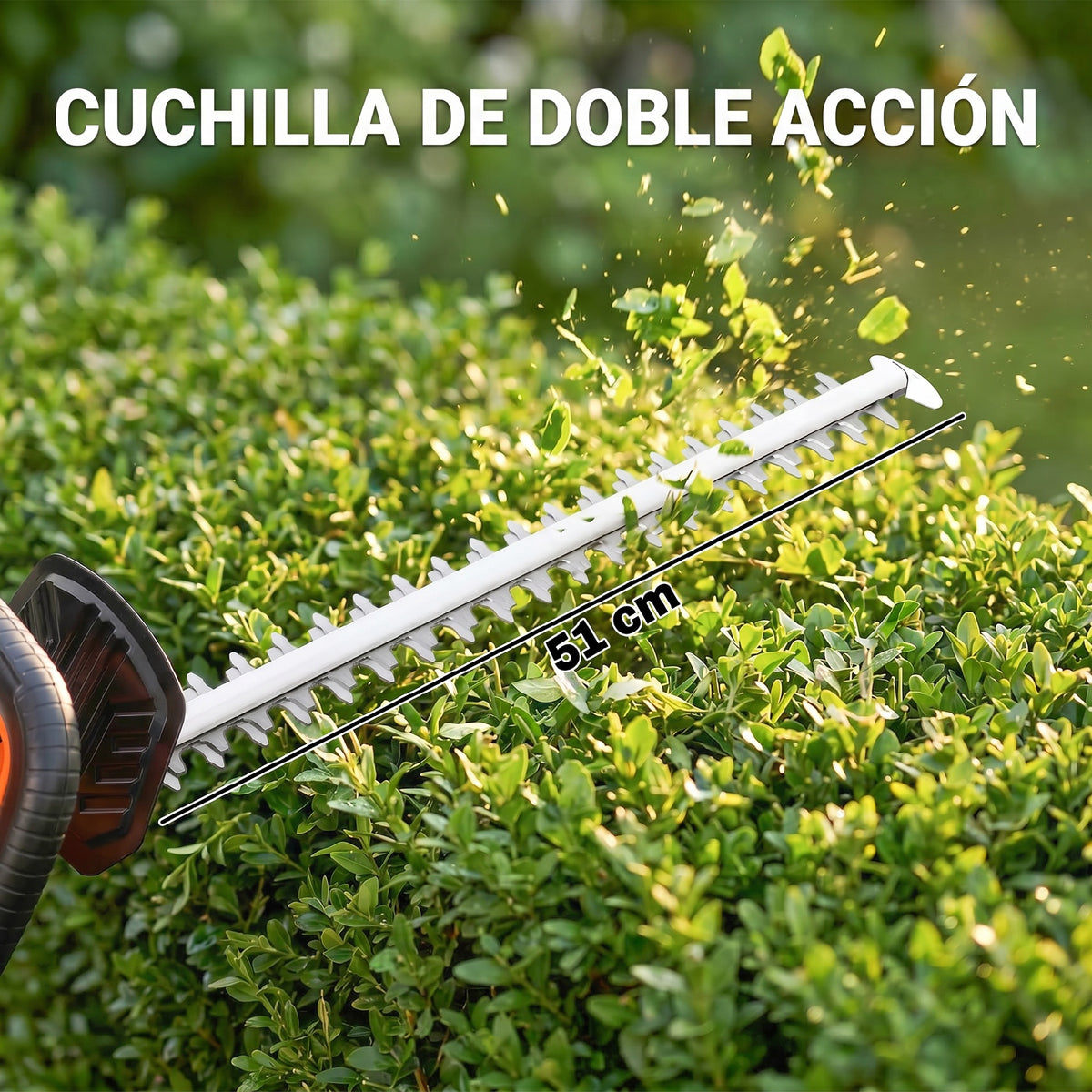 Outsunny Cortasetos Eléctrico Con Batería De 2000mah Y Cuchilla De 51 Cm Naranja_5