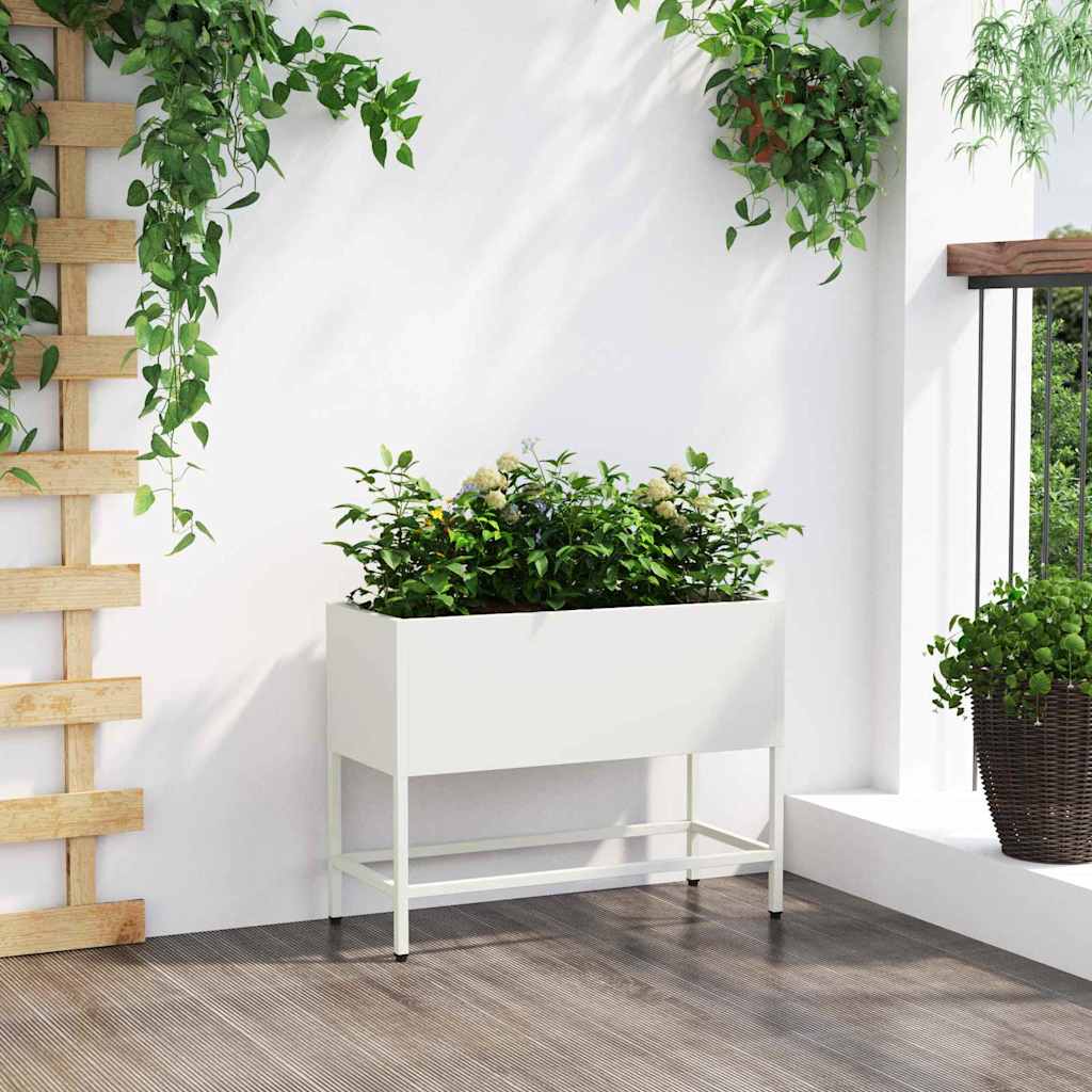 Jardinera Elevada Blanco 60 X 26 X 48 Cm Acero_3