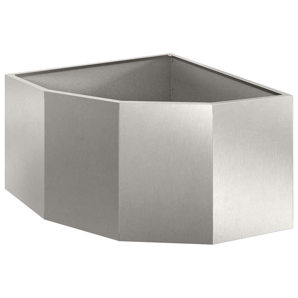 Macetero De Esquina Plateado 60 X 60 X 35 Cm Acero Inoxidable_0