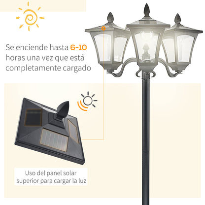 Outsunny Conjunto De 2 Farolas Solares De Exterior 51,5x47x182,5 Cm Negro_5