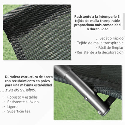 Outsunny Mecedora De Exterior Con Reposacabezas Reposabrazos 155x61x88 Cm Negro_5