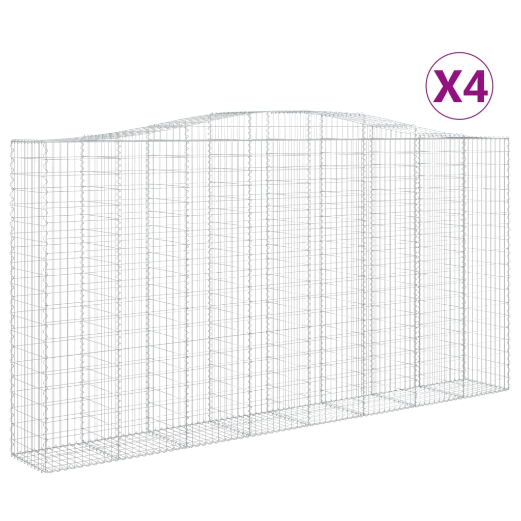 Cestas De Gaviones 4 Uds Forma De Arco Hierro 400x50x200/220 Cm_0