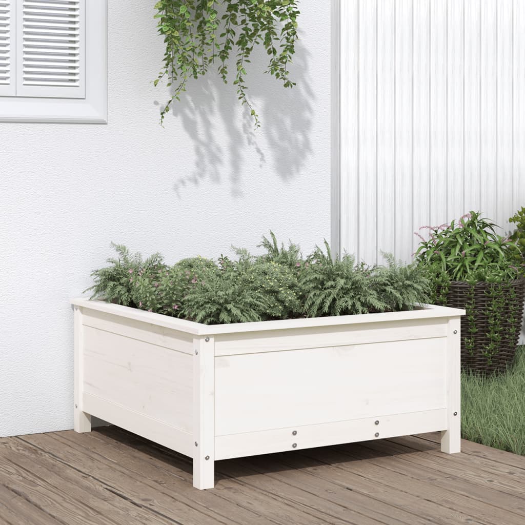 Jardinera Madera Maciza De Pino Blanco 82,5x82,5x39 Cm_1