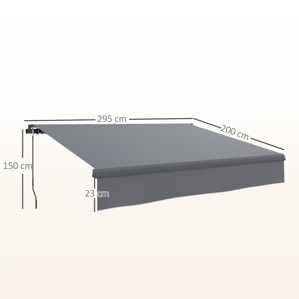 Outsunny Toldo Manual Retráctil 3x2 M Ajustable Con Manivela Protección Uv50+_2