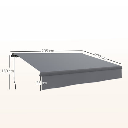 Outsunny Toldo Manual Retráctil 3x2 M Ajustable Con Manivela Protección Uv50+_2