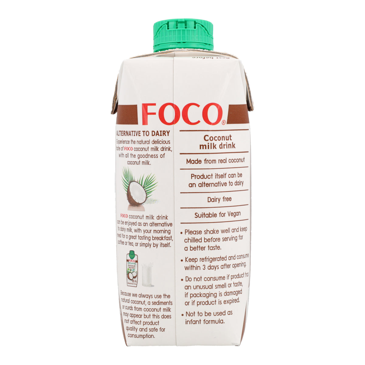 Bebida de Leche de Coco Orgánica Foco 330 ml.
