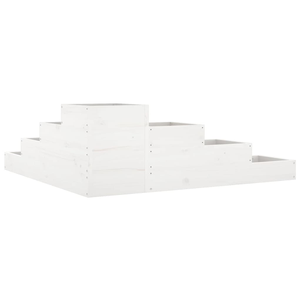 Jardinera 4 Niveles Madera Maciza Pino Blanca 106x104,5x36 Cm_5