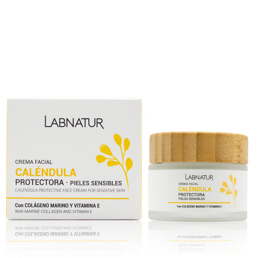 Crema Facial de Caléndula Labnatur 50 ml | Camomila, Almendras y Colágeno Marino | Cuidado Calmante para Piel Sensible_0