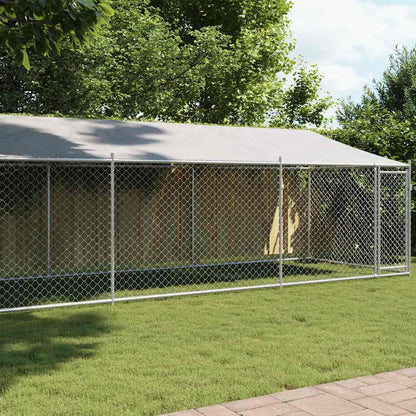 Jaula De Perros Techo Y Puerta Acero Galvanizado Gris 8x2x2 M_2