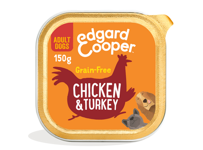 Tarrina de comida para perros con pollo y pavo sin cereales | Edgard &amp; Cooper 150 g