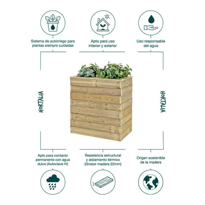 Jardinera Con Autorriego De Madera Nidum Basic Interior Y Exterior Hortalia 75x40x80 Cm_4