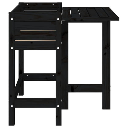 Jardinera Con Tapa Plegable Madera Maciza De Pino Negro_4