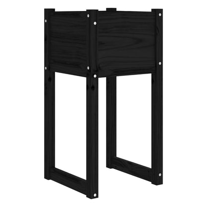 Jardinera Madera Maciza De Pino Negro 40x40x81 Cm_0
