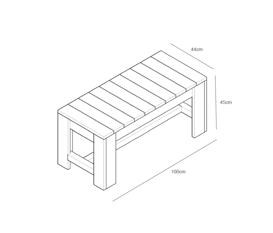 Banco De Madera 100 X 44 X 45 Cm Hortalia_1