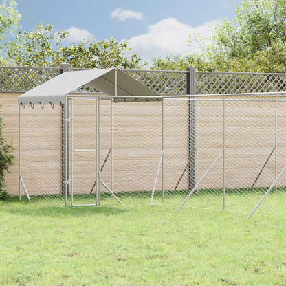 Perrera De Exterior Con Techo Acero Galvanizado Plata 10x8x2,5m_1