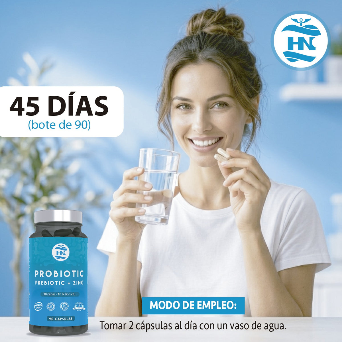 Probióticos Y Prebióticos Intestinales Con Zinc Pack 2 X 90 Cápsulas (180 Cápsulas) - 30 Cepas Bacterianas Hn_3