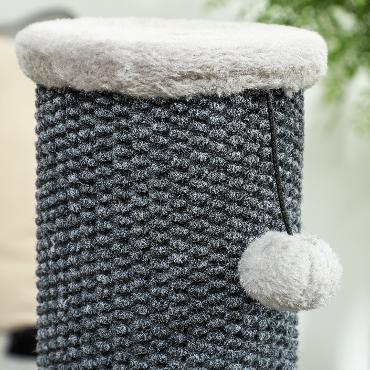 Pawhut Poste Rascador Para Gatos 85 Cm Con Cepillo De Auto Acicalado Gris Crema_4