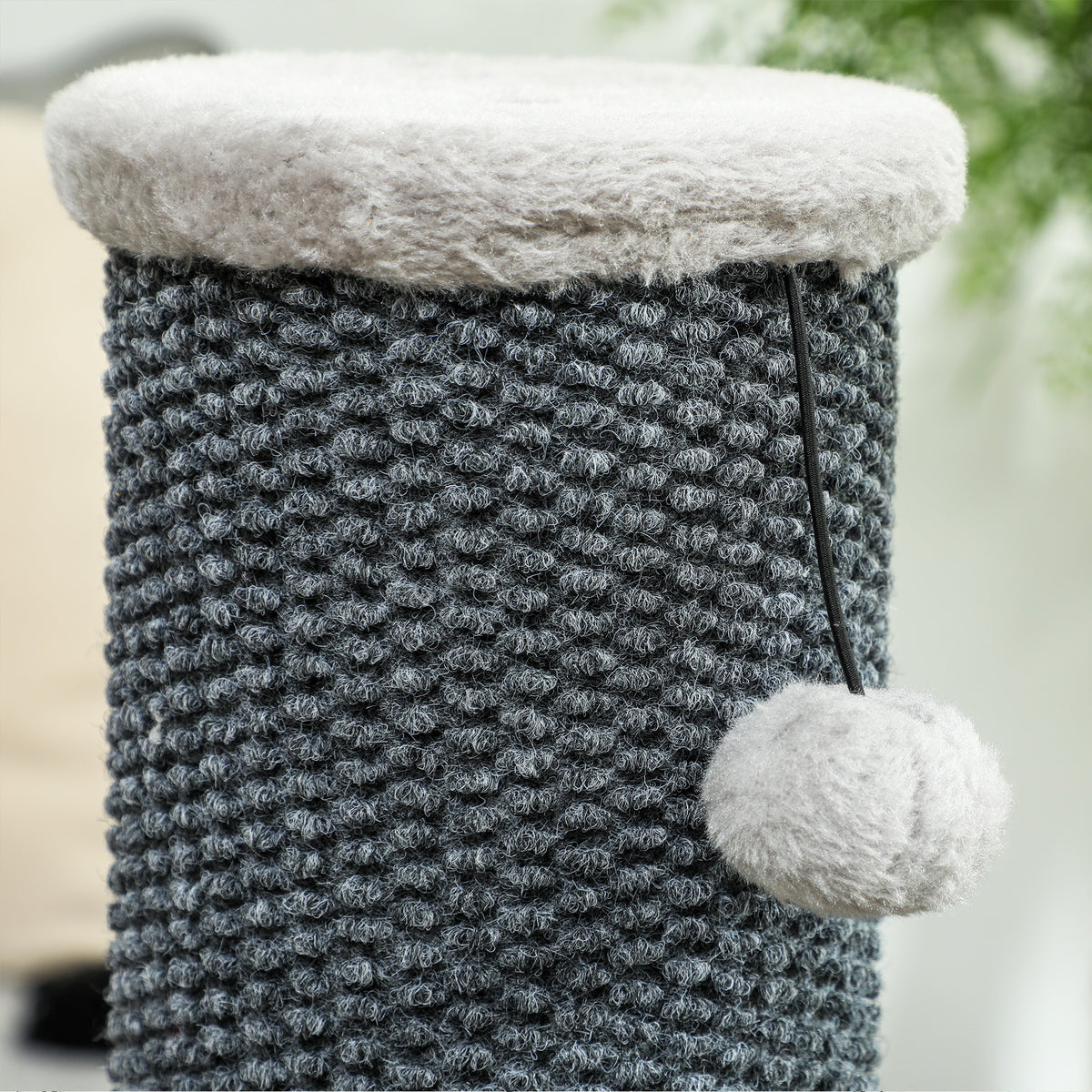 Pawhut Poste Rascador Para Gatos 85 Cm Con Cepillo De Auto Acicalado Gris Crema_4