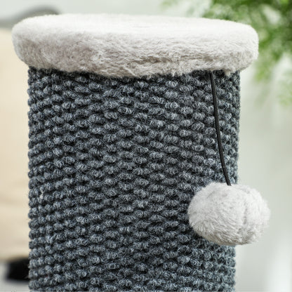 Pawhut Poste Rascador Para Gatos 85 Cm Con Cepillo De Auto Acicalado Gris Crema_4