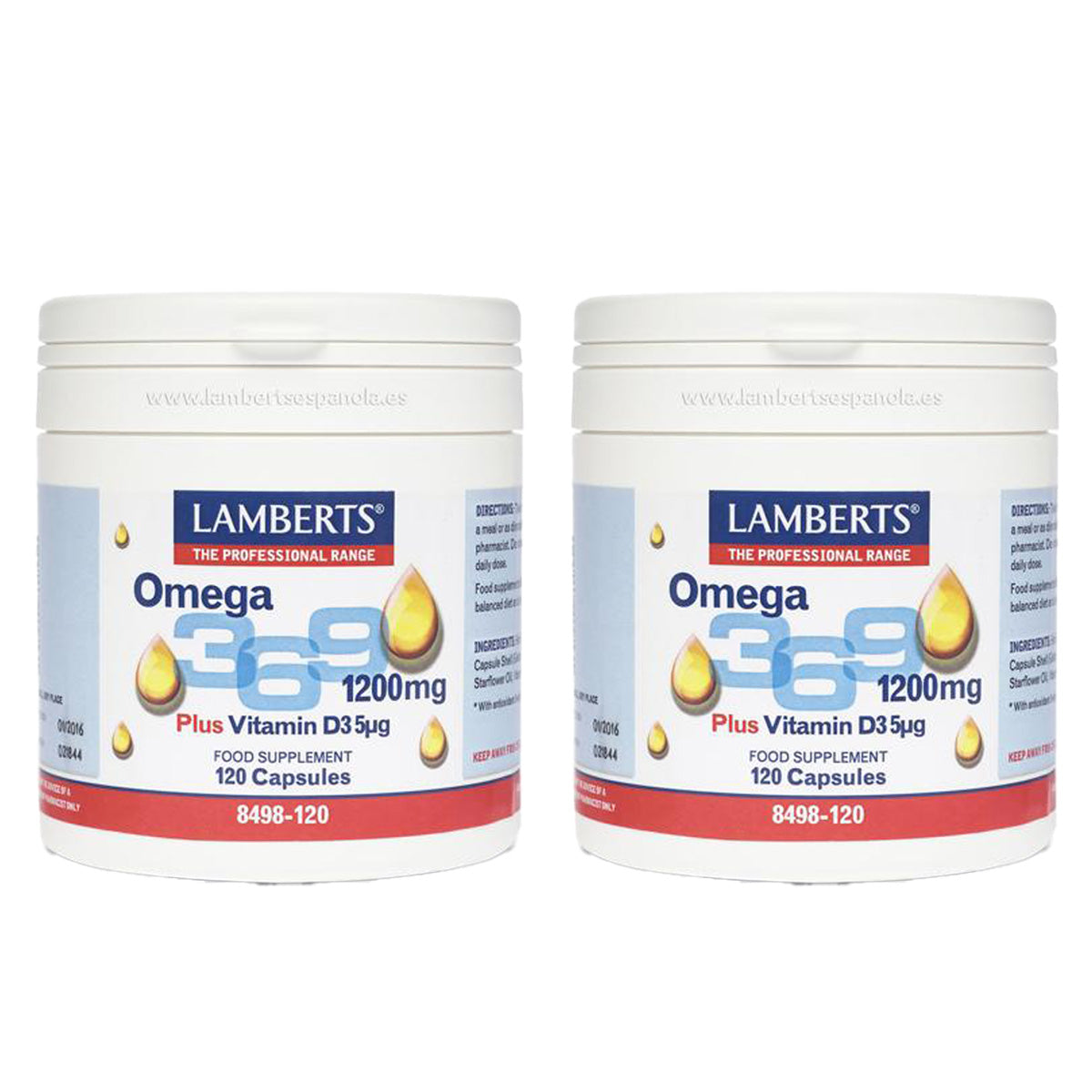 Pack 2x Omega 3-6-9 con Vitamina D3 Lamberts 120 Caps