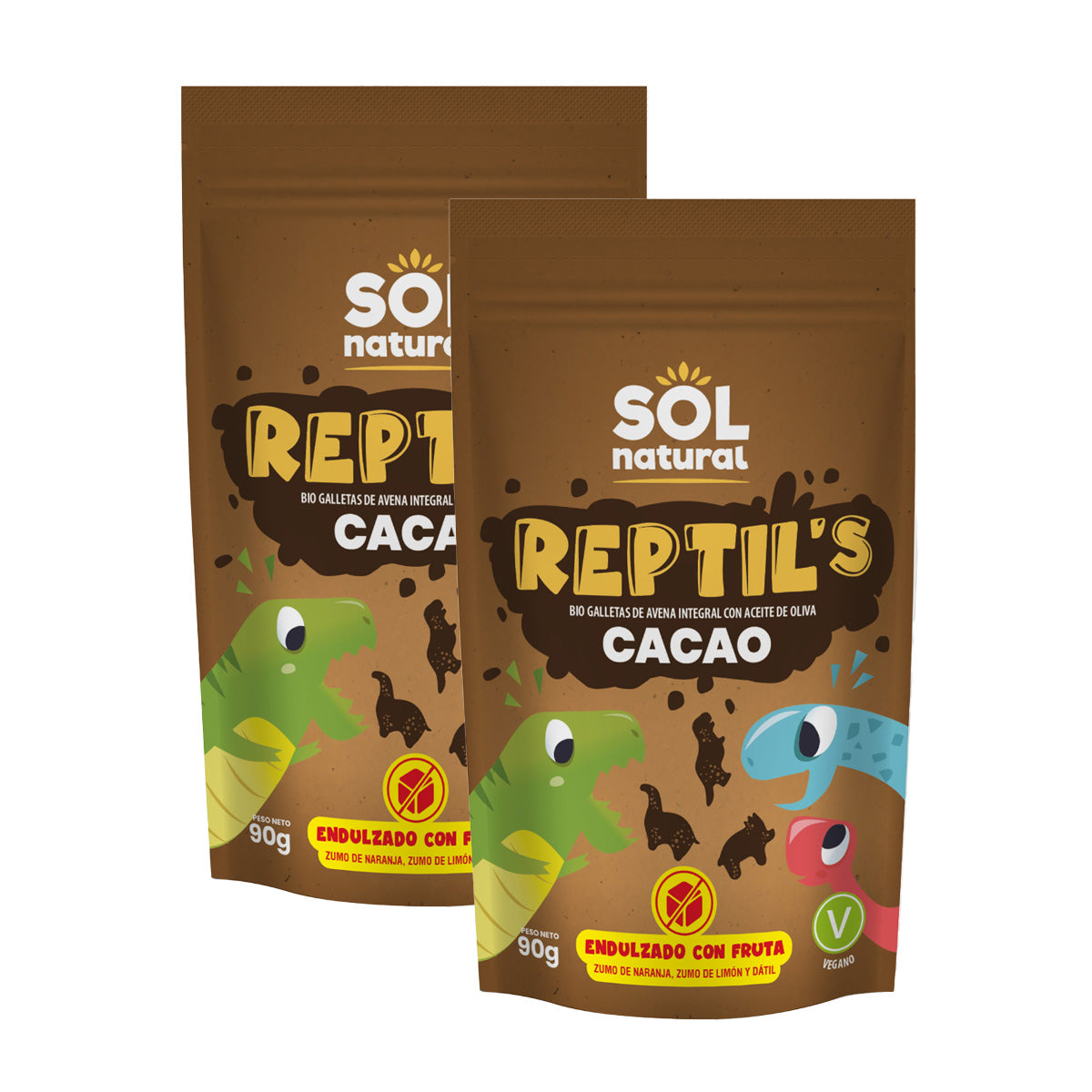 Pack 2 x Galletas Infantiles de Avena, Frutas y Cacao Bio Sol Natural 90 g