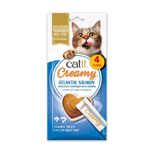 Snack líquido para gatos sabor salmón y gambas Creamy 4 x 10 g Catit