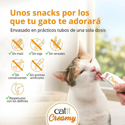 Snack líquido para gatos sabor salmón y gambas Creamy 50 x 10 g Catit