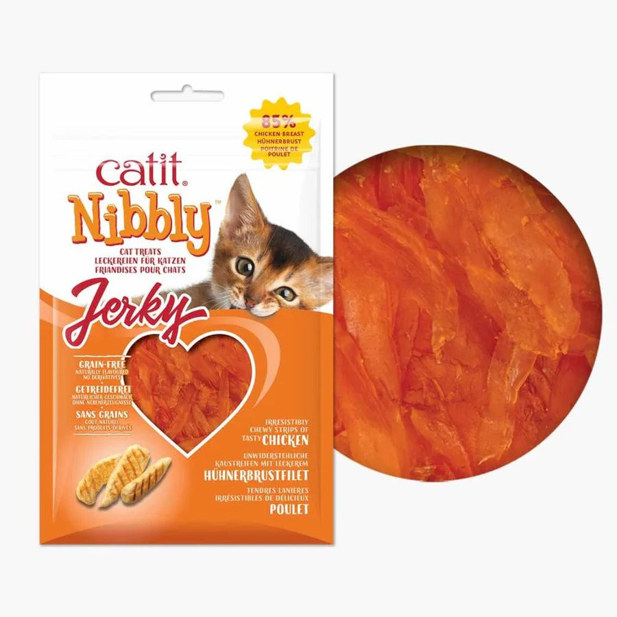 Snack tipo jerky para gatos sabor pollo Nibbly 30 g Catit