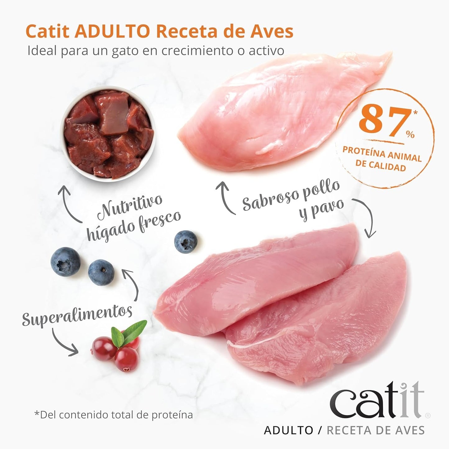 Pienso para gatos adultos con aves Recipes Catit 400 g