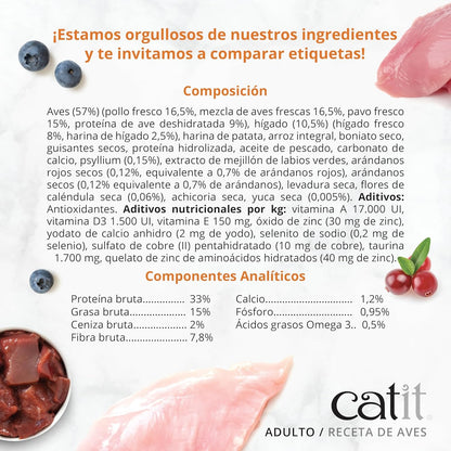 Pienso para gatos adultos con aves Recipes Catit 400 g