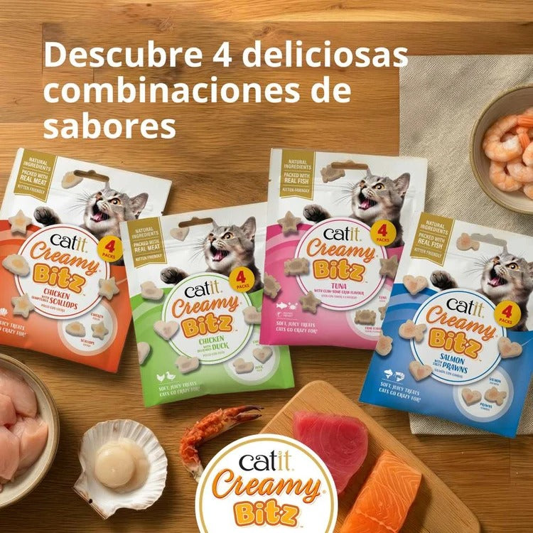 Snack cremoso para gatos Creamy Bitz pollo con pato 4 x 12 g Catit