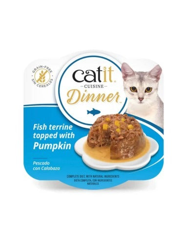 Comida húmeda para gatos Dinner pescado con calabaza Cuisine 75 g Catit