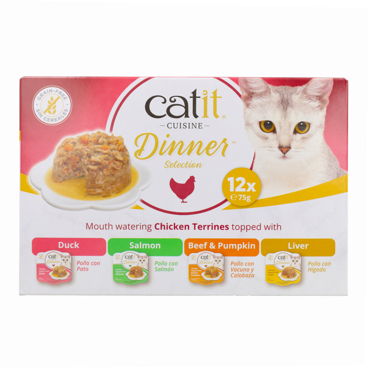 Comida húmeda para gatos Dinner pollo Pack Variado Cuisine 12 x 75 g Catit