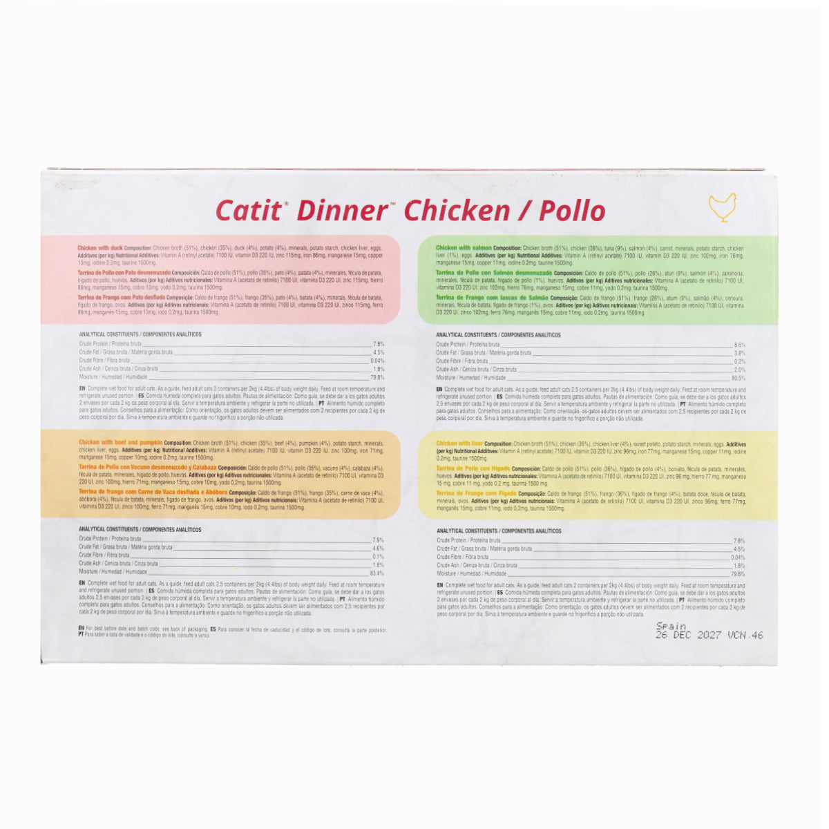 Comida húmeda para gatos Dinner pollo Pack Variado Cuisine 12 x 75 g Catit