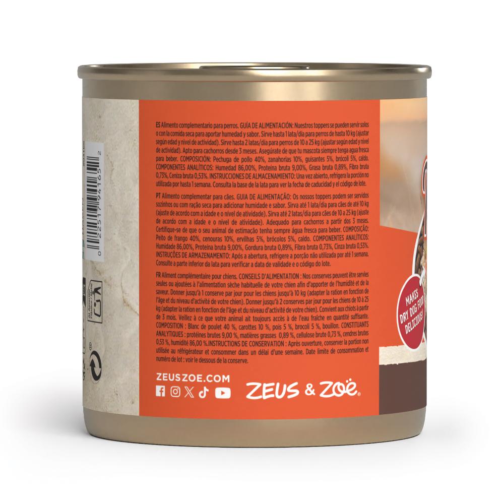 Topping para pienso de perros Natural Toppers pollo con brócoli 170 g Zoë